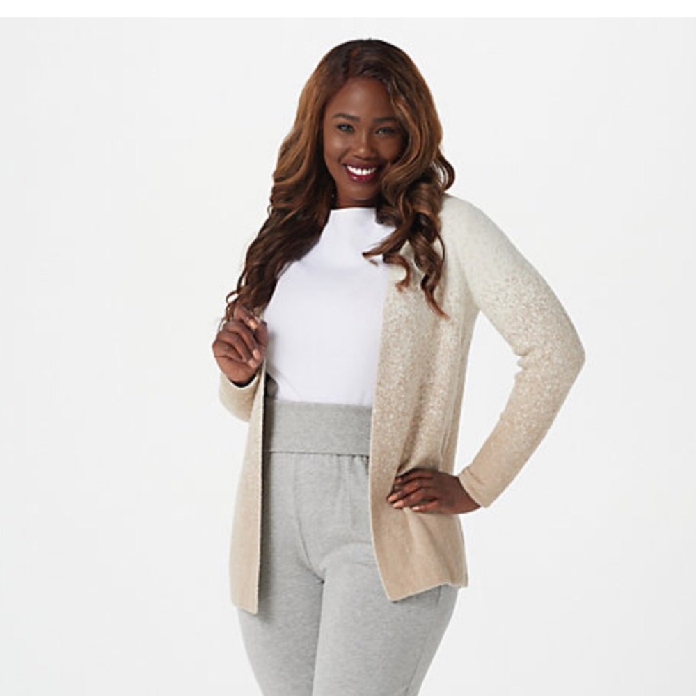 Barefoot Dreams CozyChic Lite Confetti Cardi Cream Wheat XL NWT